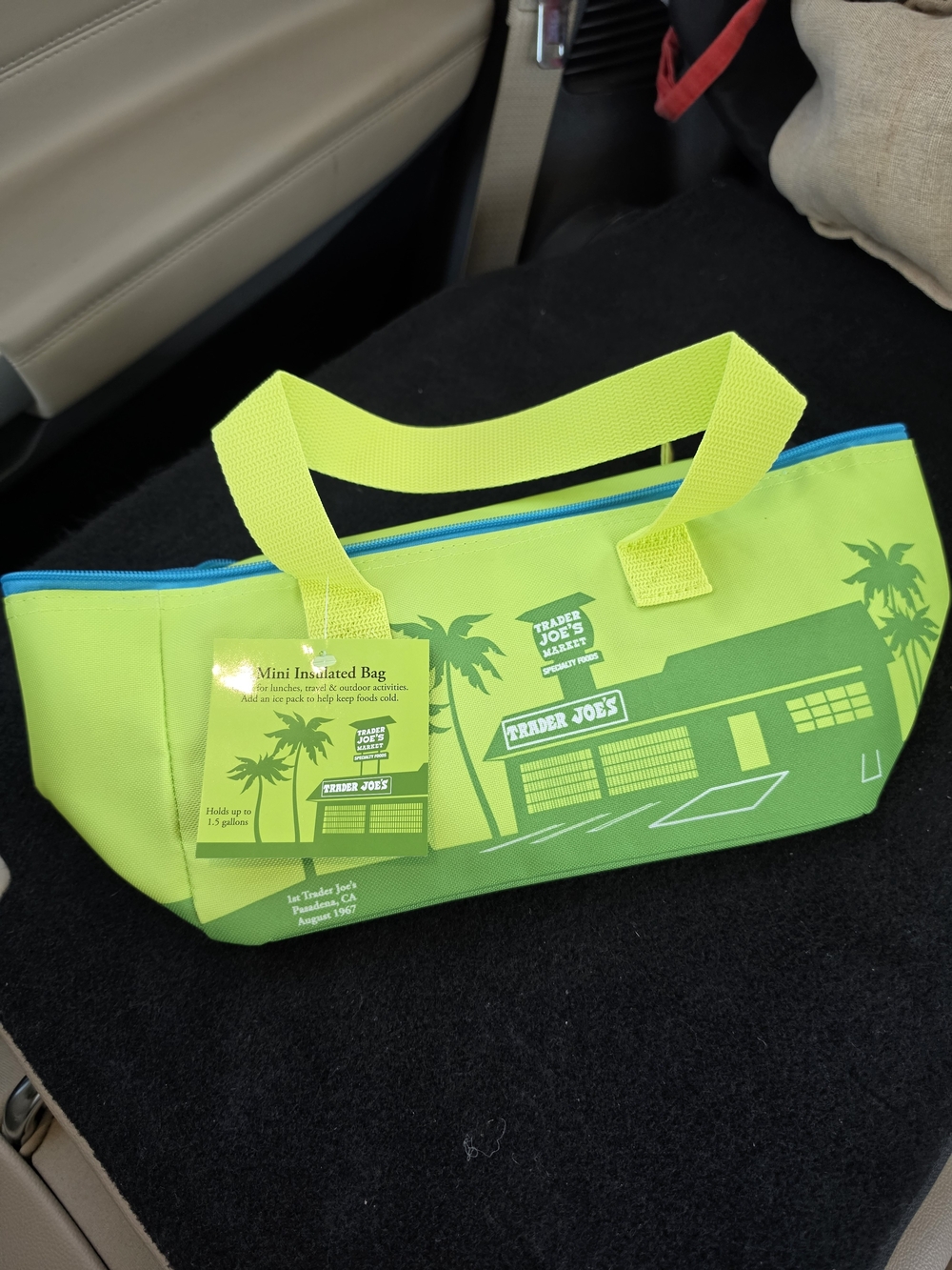 Trader Joe's Lime Green Insulated Mini Tote Bag
